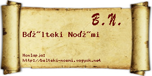 Bélteki Noémi névjegykártya